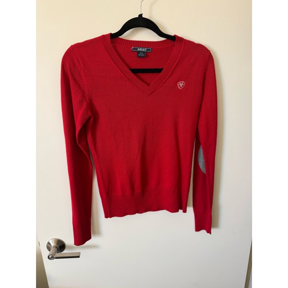 Ariat Women's Bright Red V-Neck Pullover Sweater